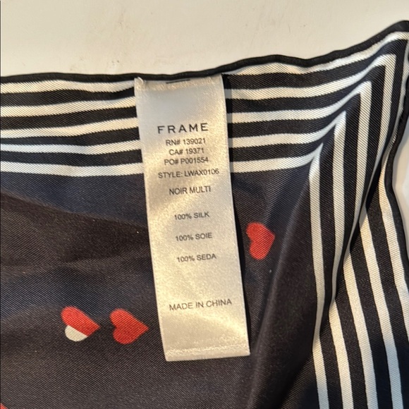 FRAME Silk Scarf - Black with Small Red Hearts - Picture 3 of 3